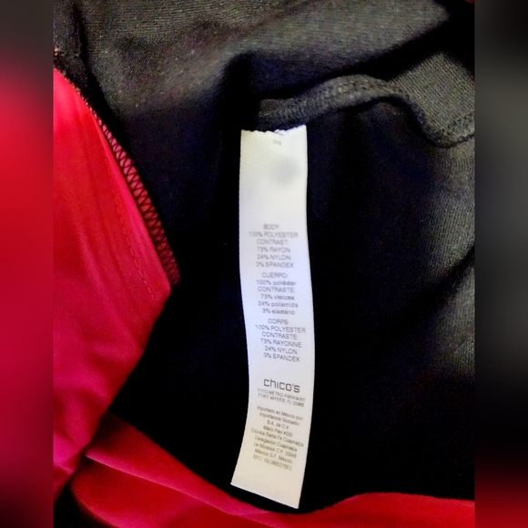 Zenergy by Chico's Size 2 (Large) Red/Black Windbreaker Jacket Faux Leather - Picture 5 of 8